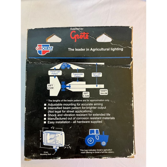 NOS CARQUEST 63151-5 Flood Beam by Grote Rectangular Halogen Worklamp Heavy Duty - Picture 4 of 6